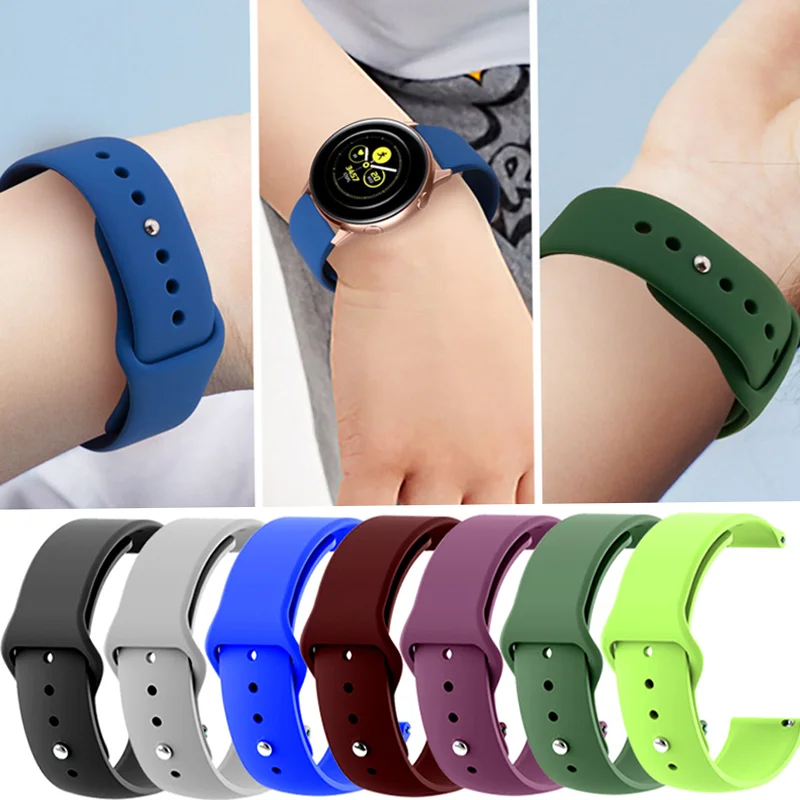 

Ремешок силиконовый для Samsung Galaxy Watch 42 мм Active 2 40 44 мм Gear S2, мягкий спортивный браслет для часов Huami Amazfit GT 2, 20 мм 22 мм