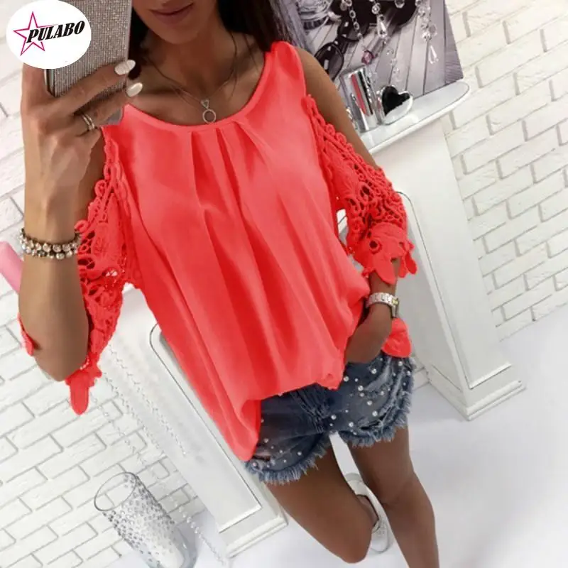 

Women Spring Atumn Chiffon Blouse Top 2022 o Neck Roll Up Long Sleeves Loose Shirt Blusa Feminina 2X