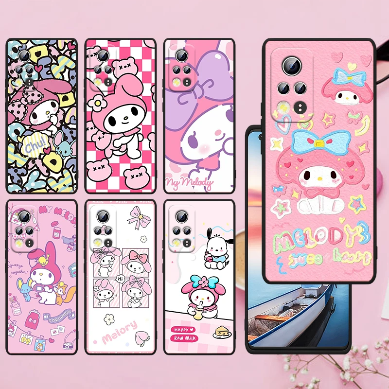 

Sanrio Melody Cartoon Cute Phone Case For Honor 70 60 SE 50 X8 X7 X30 X20 20 10 10X 10i 9C 9A 9X 8A 8X Pro Lite Black Funda