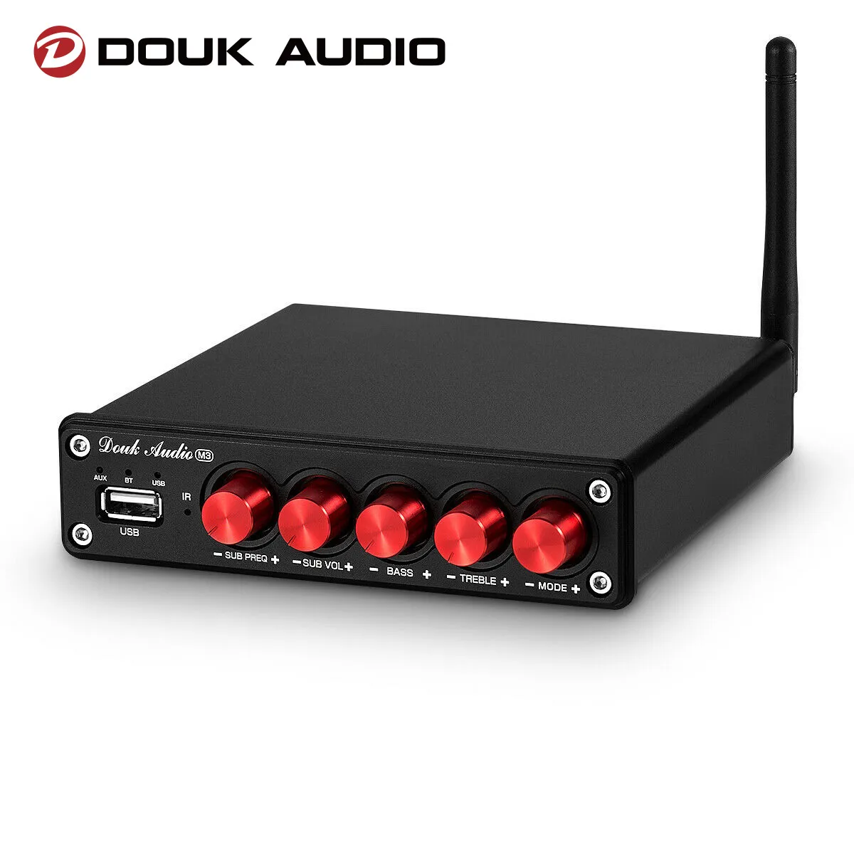 Douk Audio HiFi Bluetooth 5.0 Desktop Audio Amplifier Mini Stereo 2.1 Channel Digital Amp for Subwoofers USB Music Player 200W
