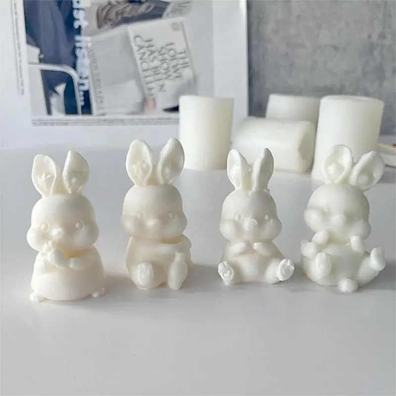 

Silicone Bunny Molds 4 Styles Resin Easter Mold For Epoxy Casting DIY Rabbit Mold For Making Candlestick Epoxy Molds Candle