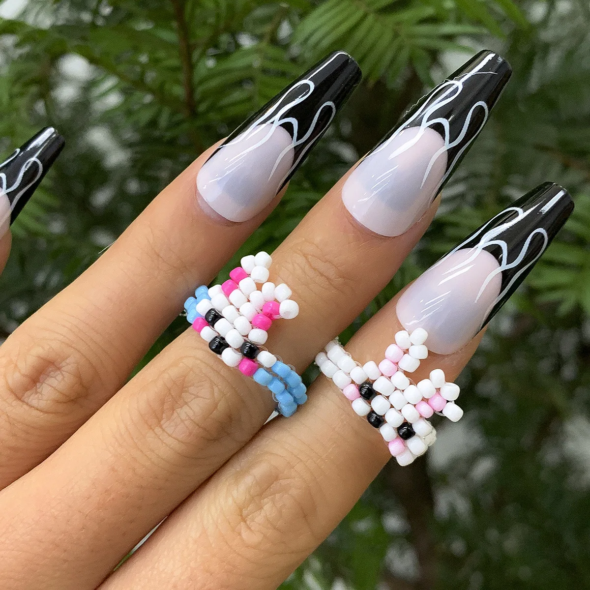 

2022 New Simple Rice Beads Handwoven Cute Rabbit Rings Women's Personality Cartoon Ring Girls Birthday Fashion Jewelry Gifts