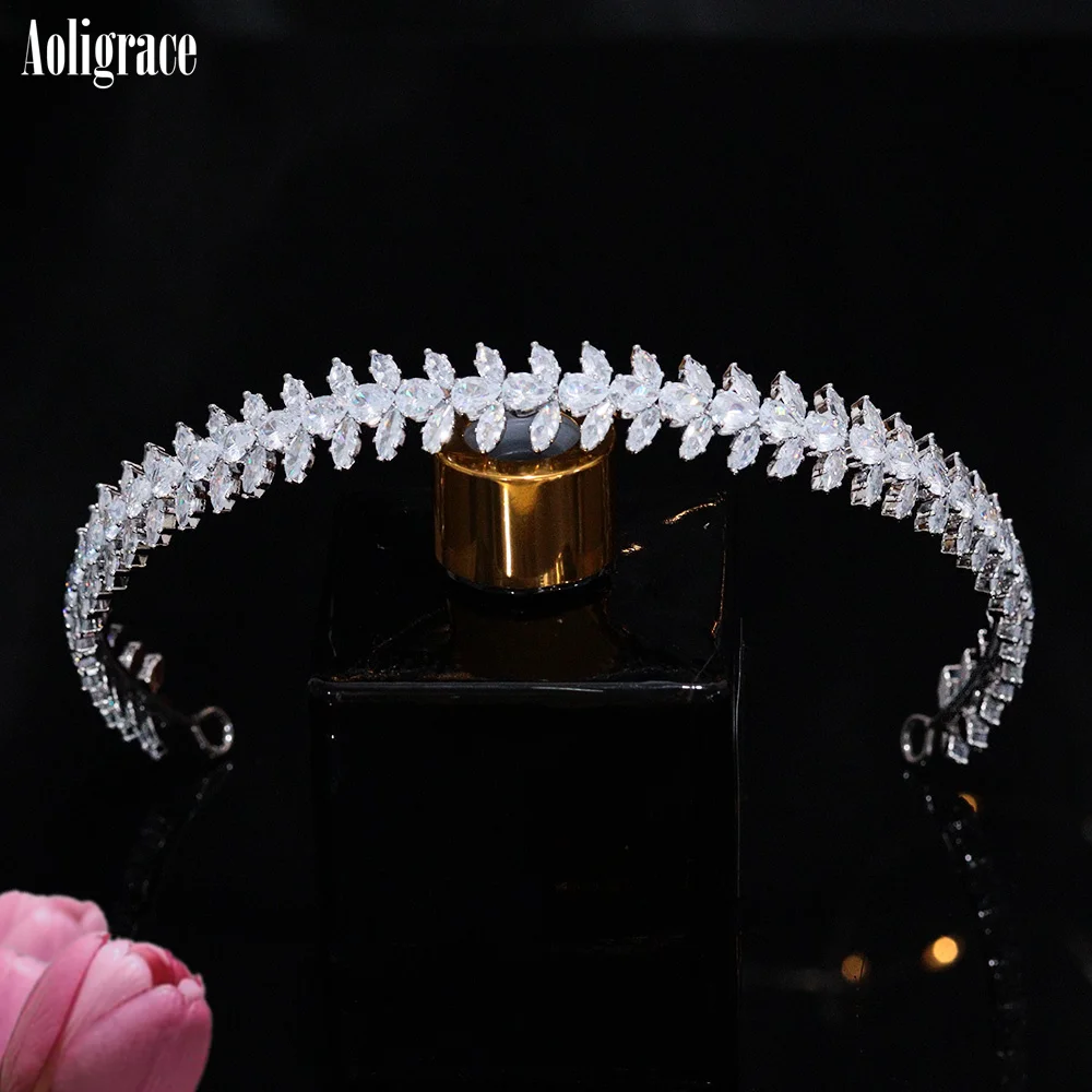 

New Leaf Shape Bridal Headband Lengthened African Arabic Weeding Headpieces Evening Party Hair Jewelry for Women