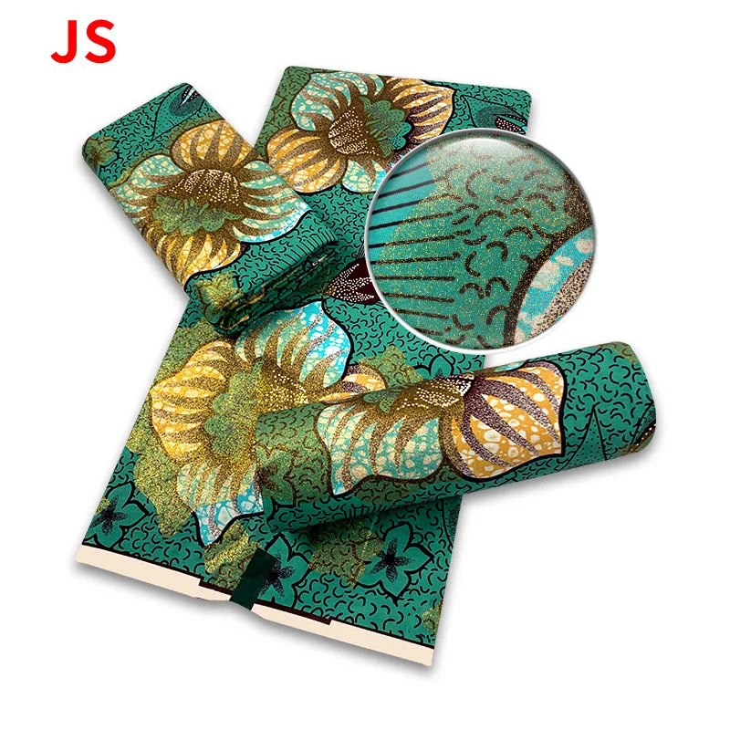 

Distinctive African Wax Cloth Nigerian Block Glitter Glam Prints Fabric for Party Dress H220626