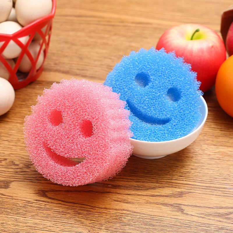 

Smiley Magic Dishwashing Sponge Household Kitchenware Bathroom Cleaning Tools No Box Disposable Scouring Powerful Pad Creativity