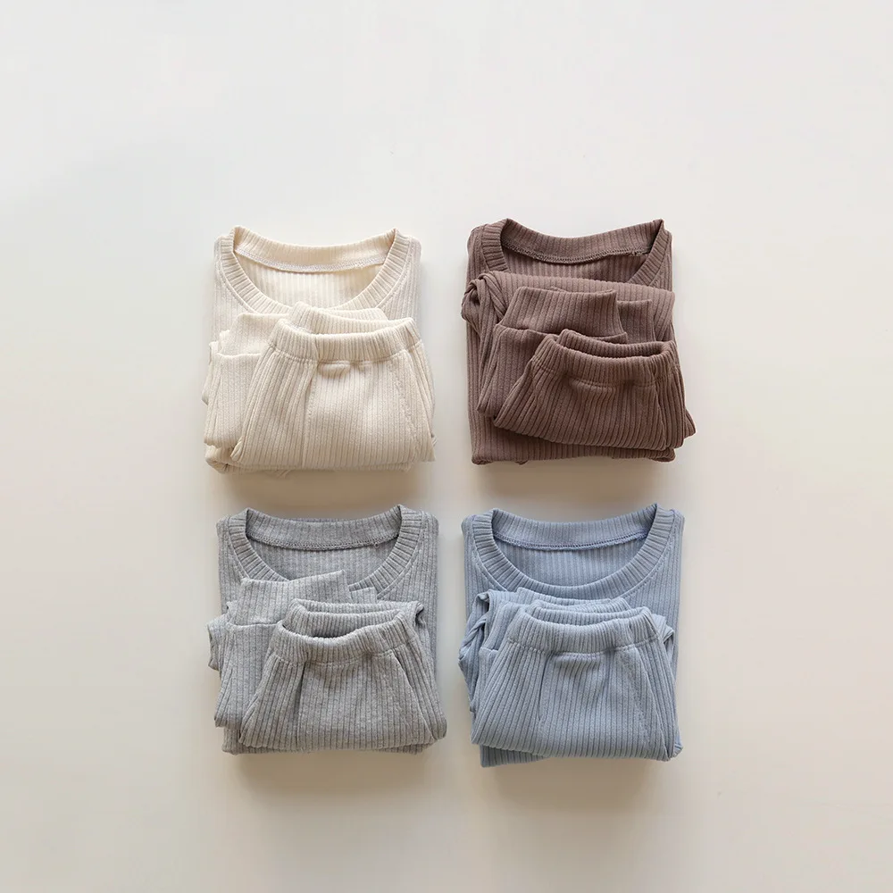 

Autumn Children Pajama Sets Fashion 4 Colors Soft Cotton Loose Clothes Set Baby Unisex Home Wear