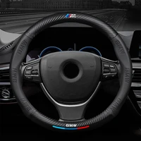 3d embossing carbon fiber leather car steering wheel cover for bmw e90 e36 e60 x1 f22 f21 e46 e39 e30 f20 e87 e92 x5 e34 m sport
