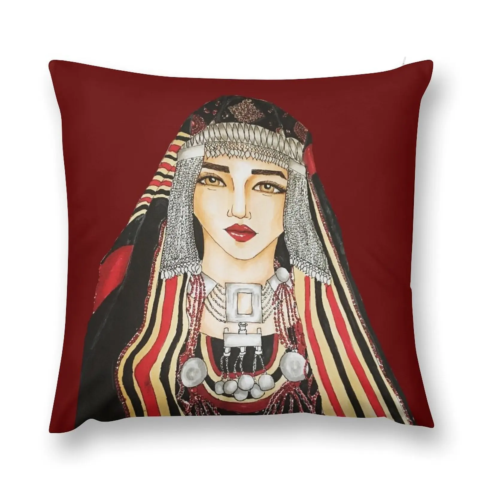 Yemeni женщина иллюстрация пледы подушка наволочка декоративный чехол для гостиной