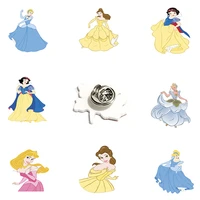 disney lapel pins snow white princess cartoon epoxy resin acrylic badges brooches for children girls gifts fashion jewelry prs36