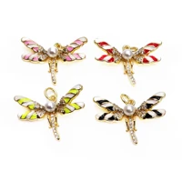 dragonfly little pendant insects charms micro zircon drops paint pendant diy bracelet necklace maked accessorie