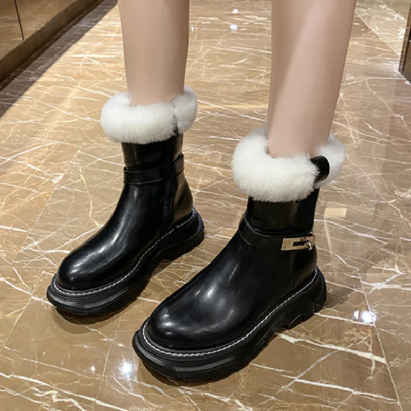 

Winter Fashion Women's Short Boots British Style Women's High Boots Zipper Comfortable Martin Boots Ladies Knee-length Boots
