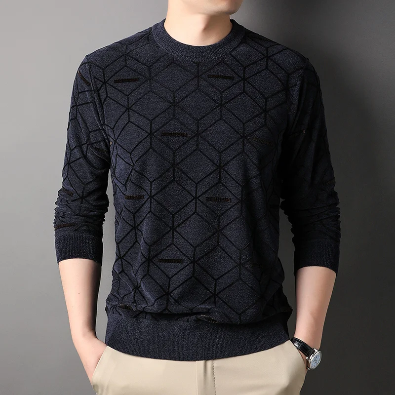 Sweatshirt Top New Fashion Knitted Pullover Fashion Brand Designer Luxury Sweater Men's Wool Round-neck Casual Men's Clothing