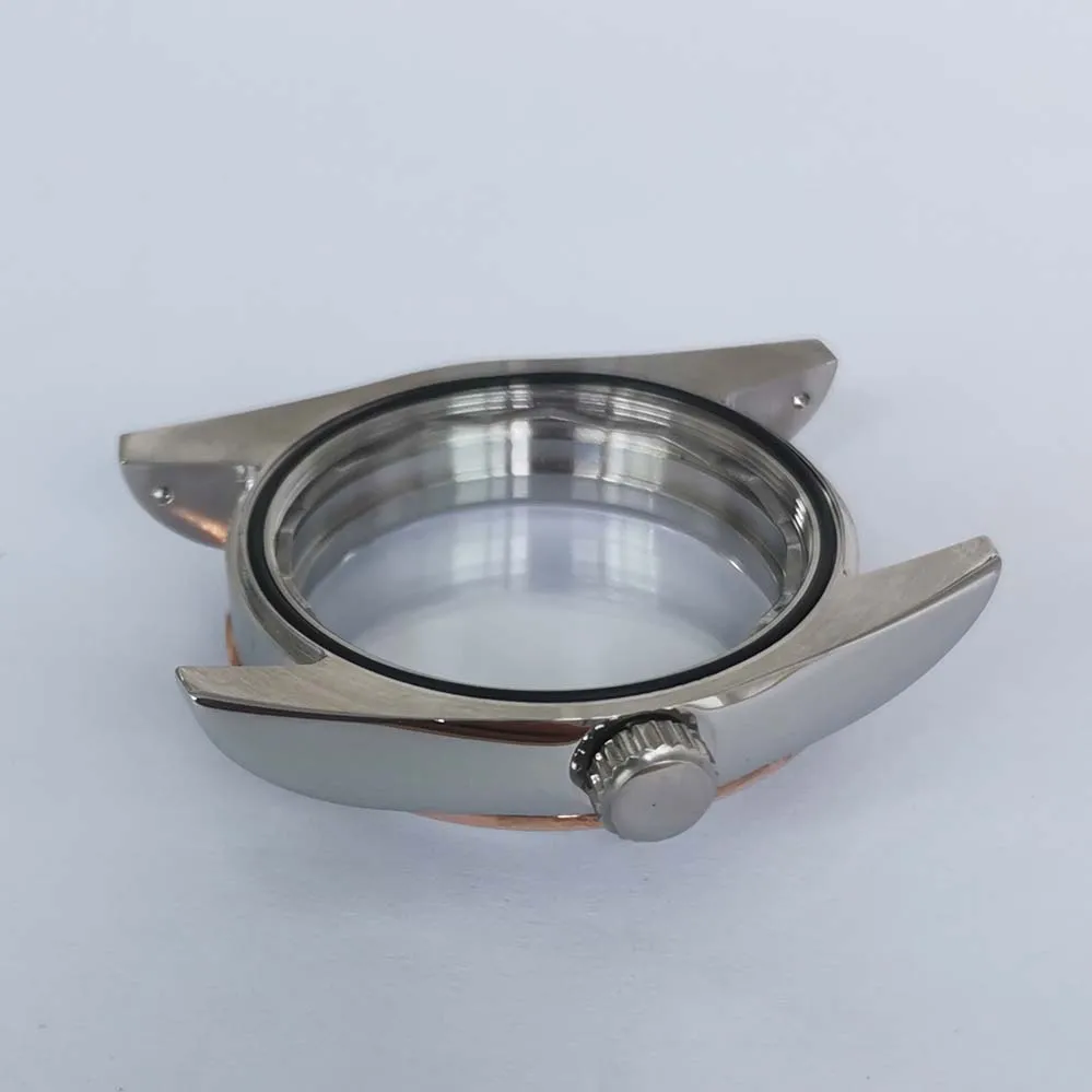 36mm case rose gold gold silver steel transparent back sapphire glass diamond bezel NH35/36 movement watch MOD NH35 case dial