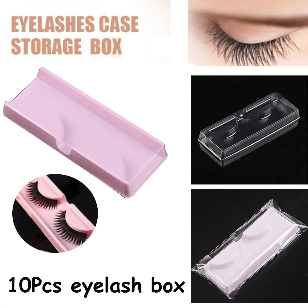 

10Pcs Plastic Reuseable Eyelashes Storage Case Multicolor Protable Eyelashes Tray Durable Cosmetics Tool Packing Box