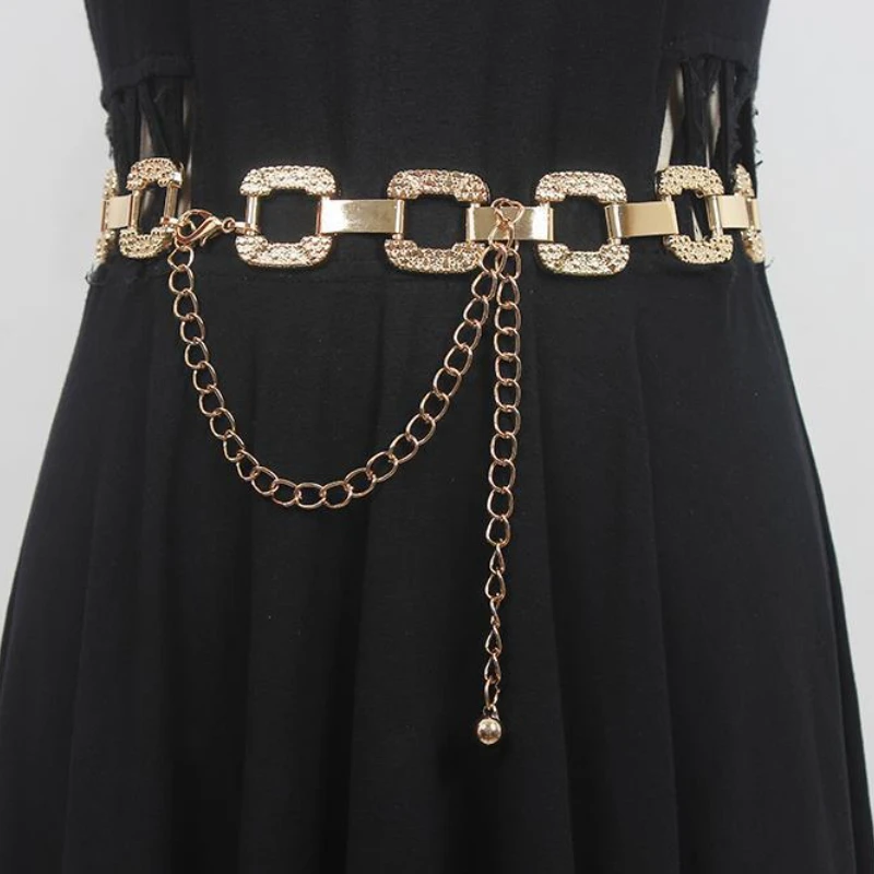 New Metal Chain Women Belt Gold Silver Waist Chain Dress Jeans Cool Girls Lady Waistband Accessories Fashion Body Chain
