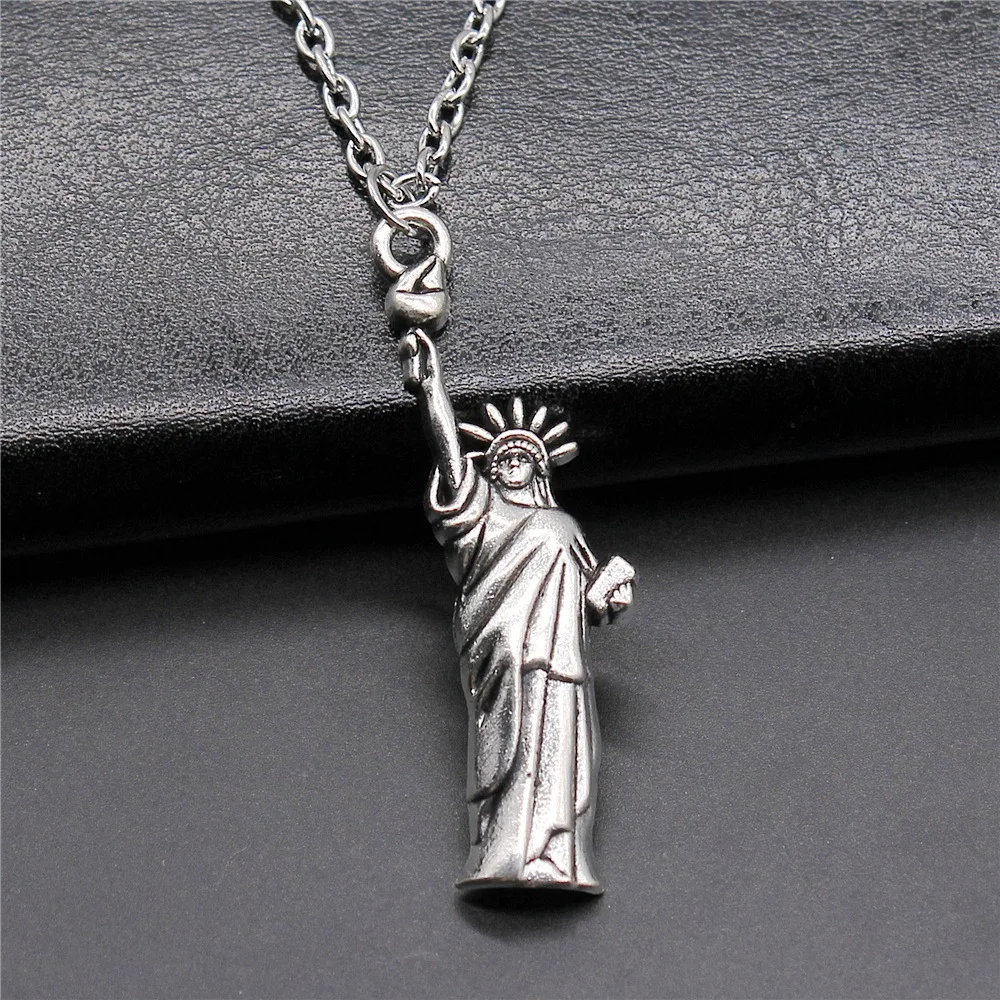 

Ожерелье с кулоном в виде статуи Свободы для мужчин и женщин, длинная цепь в винтажном стиле, 2 цвета, 49 х14 мм, ювелирные аксессуары