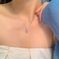 korea style moonstone heart necklace pendant for women small simple love heart bracelet lovely female clavicle chain
