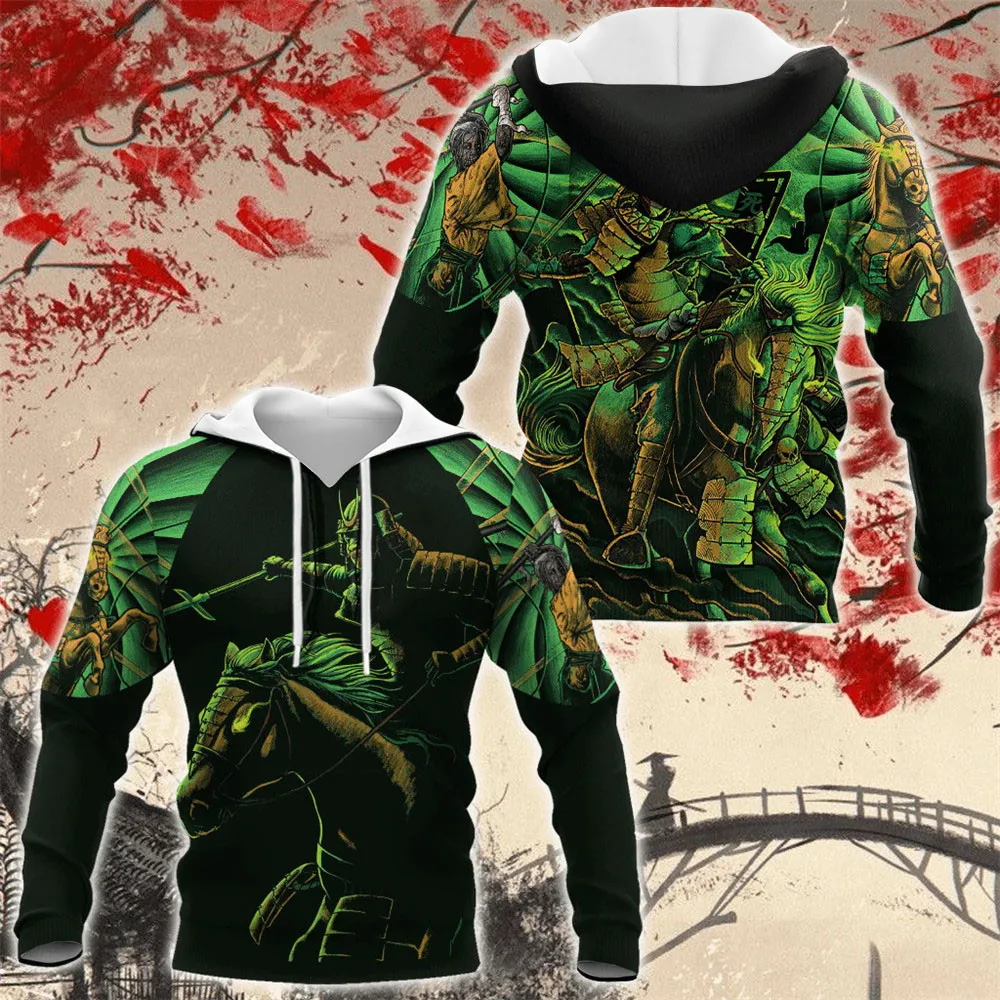 

CLOOCL Fashion Mens Hoodies Japan Sakura Samurai Cavalry 3D Grapnic Hoodie Casual Pocket Sportswear With Hat Hip Hop Tops