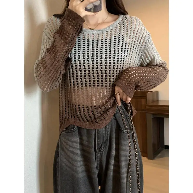 Женская блузка с вырезом на животе Новое поступление раннюю весну уникальные