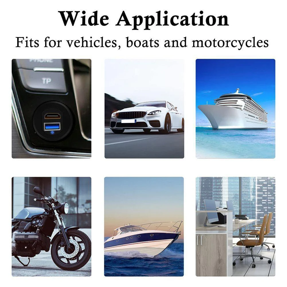 

2 In 1 Car Mount Extension Cable Dashboard Panel Cable With LED Indicator For Boat