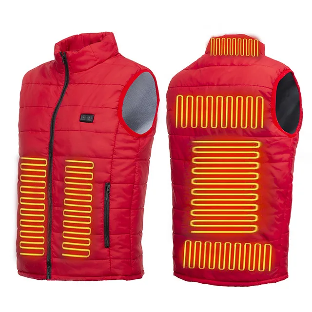 Autumn and winter men thickened 9 pieces heated vest stone thin ink USB hot vest large size leisure vest