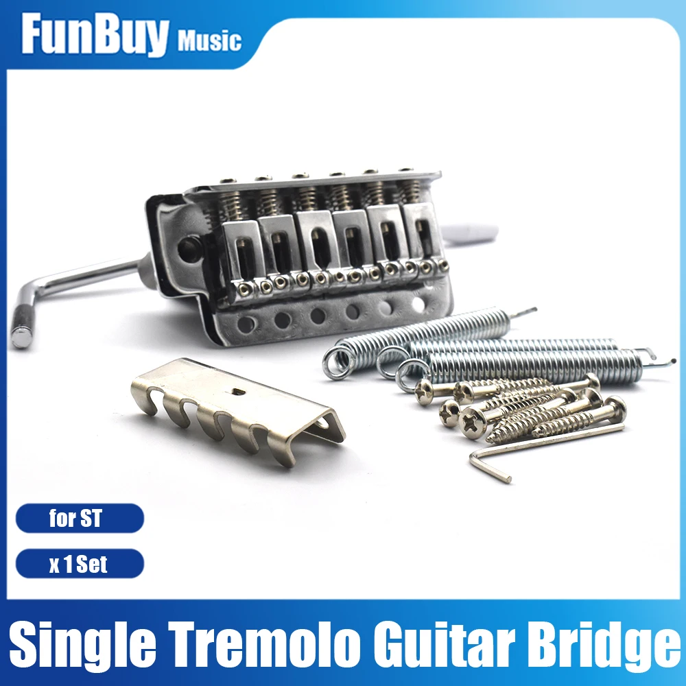 

6 String Saddle Electric Guitar Single Tremolo Bridge System with Bar Guitar Accessories Chrome