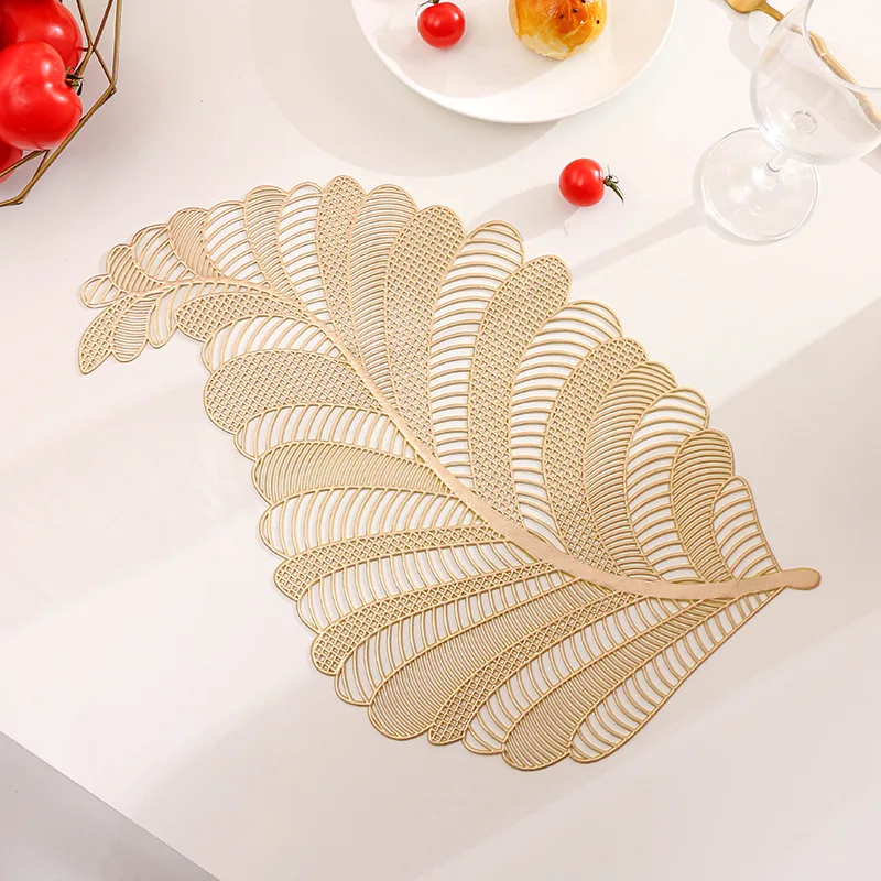 

6/4pcs PVC Phoenix Tail Placemats Dining Table Decoration Mat Household Coffee Table Minimalist Anti Scald Bowl Pad Coaster