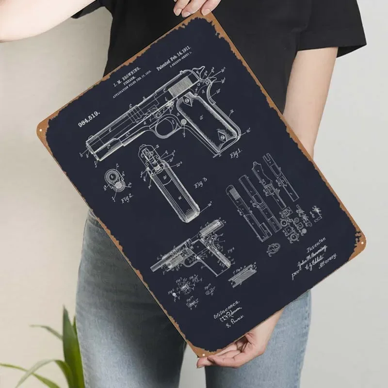 

Винтажный металлический плакат 1911 Colt 45