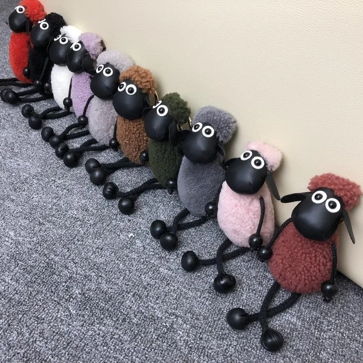 

20cm Cartoon Sheep key chain Boy Bag Pendant Shawn lamb Plush Toy Car Accessories key chains Toy keychain Fur Keychain Gifts