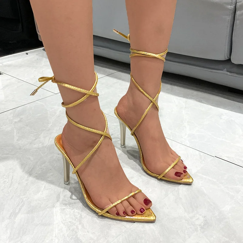 

2022 Summer New Fashion Ankle Cross Strap High Heels Shoes Women Sandals Peep Toe Sexy Party Female Ladies Woman Sandalias Pumps