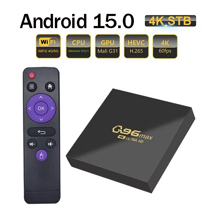 Фото ТВ-приставка Android 15.0 IPTV Set Top Box Q96 Max Allwinner H313 Quad Core HD 4K 8GB 128GB Dual WiFi 4G 5G Smart Box №2