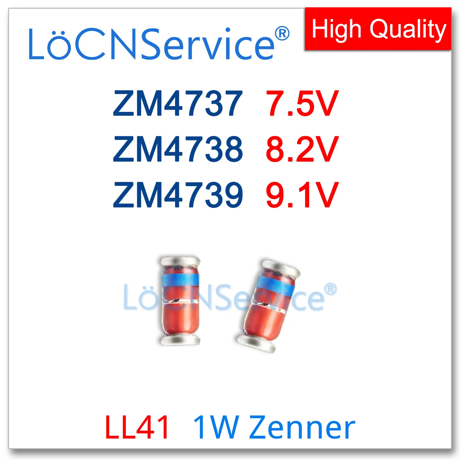 

LoCNService 5000PCS 1000PCS LL41 1W ZM4737 7.5V ZM4738 8.2V ZM4739 9.1V SMD RoHS Silicon Planar Power Zener Diodes High quality