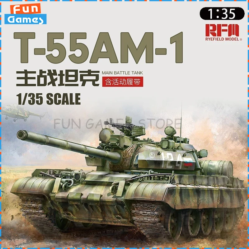 Фото Новая модель Ryefield, сборный танк 1/35 T-55AM-1, сборная модель основного боевого танка RM5147, неокрашенный орнамент, изготовленная на заказ игрушка в подарок №1