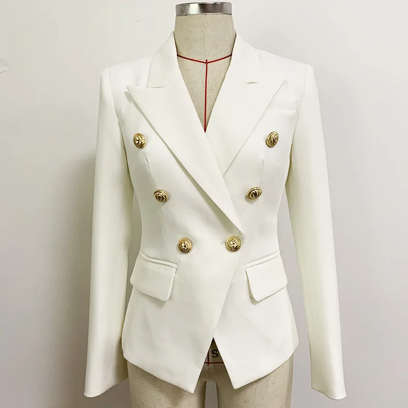 Women's Commuter Fashion Metal Lion's Head Button Double Breasted Blazer