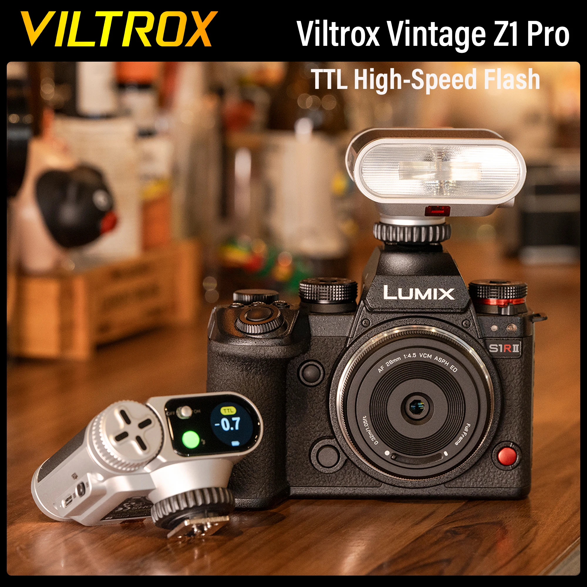 Фото Винтажная вспышка Viltrox Z1 Pro TTL Retro 24Ws со светодиодной подсветкой для камер Canon, Nikon, Sony, Fujifilm №1