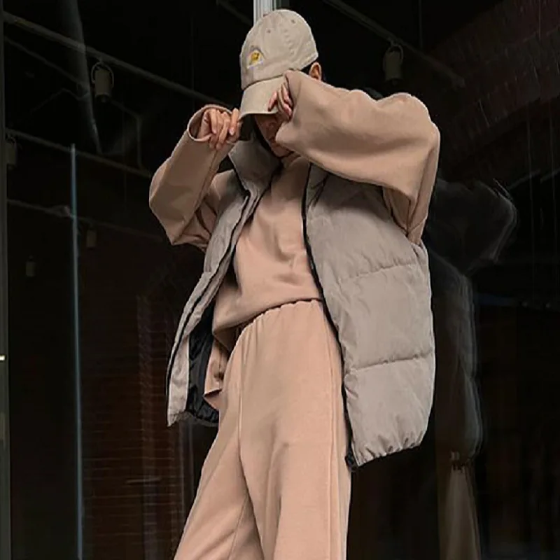 Warm Fashion Standing Collar Vest Female Casual Street Personality Zipper Casual Jacket Autumn Female Loose Cardigan Tide
