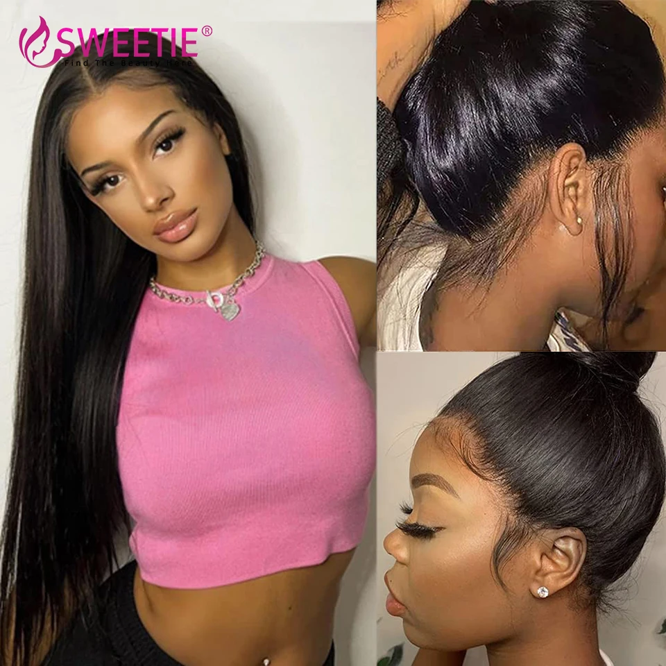 360 Lace Frontal Wig Human Hair Straight 13X4 Transparent Lace Frontal Human Hair Wig Brazlian Wig Pre Plucked For Women on Sale