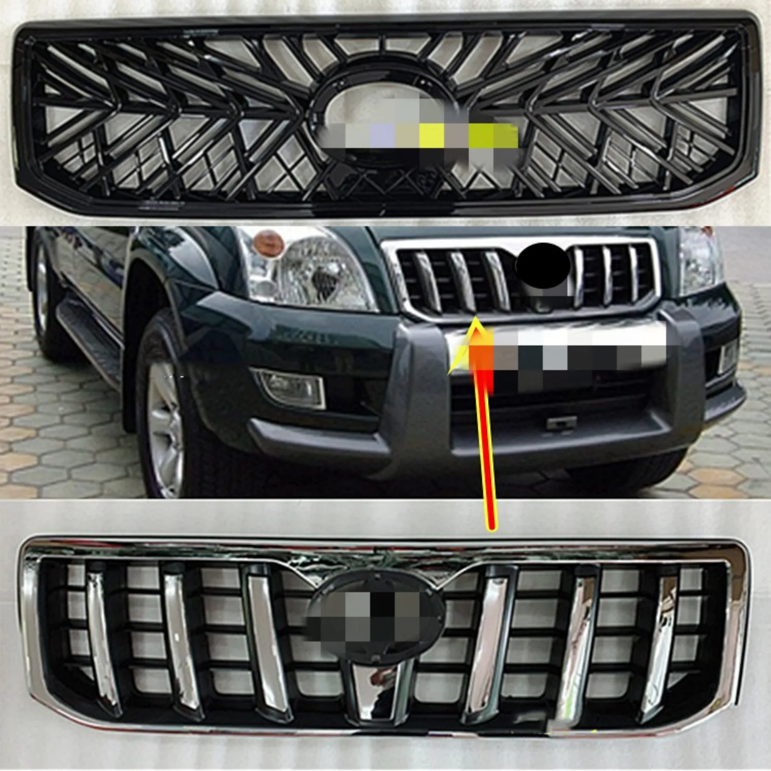 

RQXR Front Bumper grill radiator grille for Toyota land cruiser prado LC120 2700 4000 2003-2009