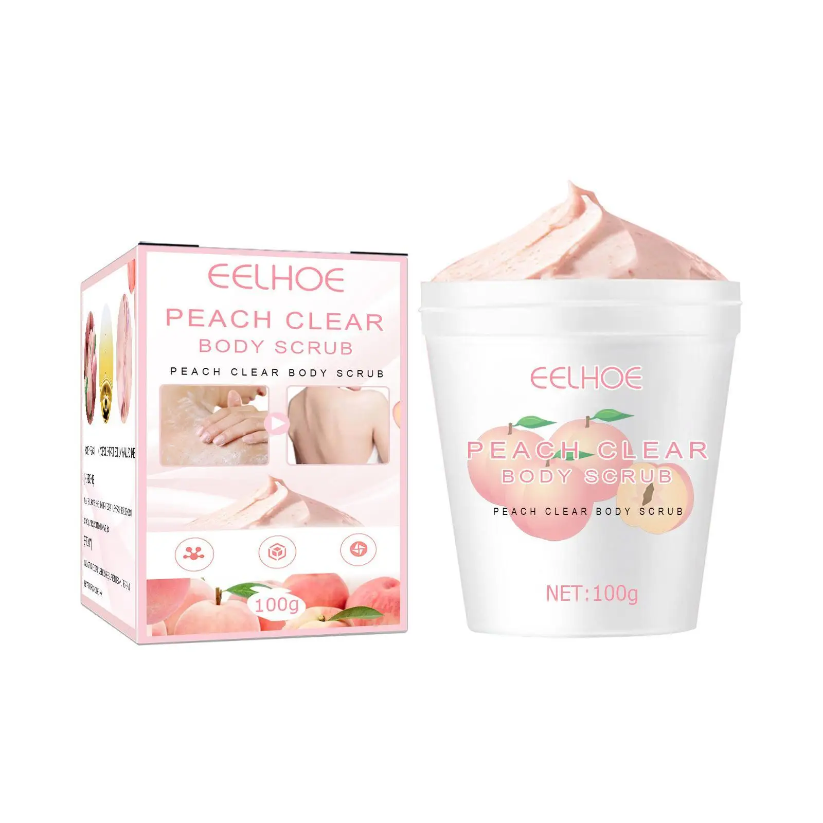 

100g Peach Body Scrub Cream Deep Cleansing Dead Skin Remove Whitening Moisturizing Body Exfoliates Smooth Body Scrub Care