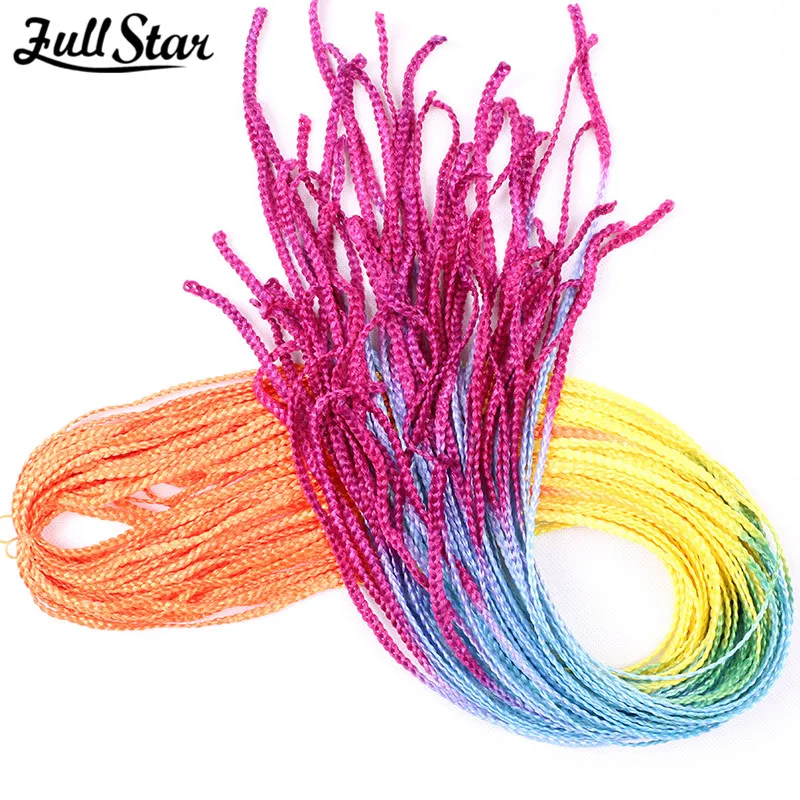 

Full Star 30” Ombre Zizi Braids Thin Box Braids Crochet Hair Extensions Synthetic Hair Rainbow Thin Zizi Braids Hair Bundles