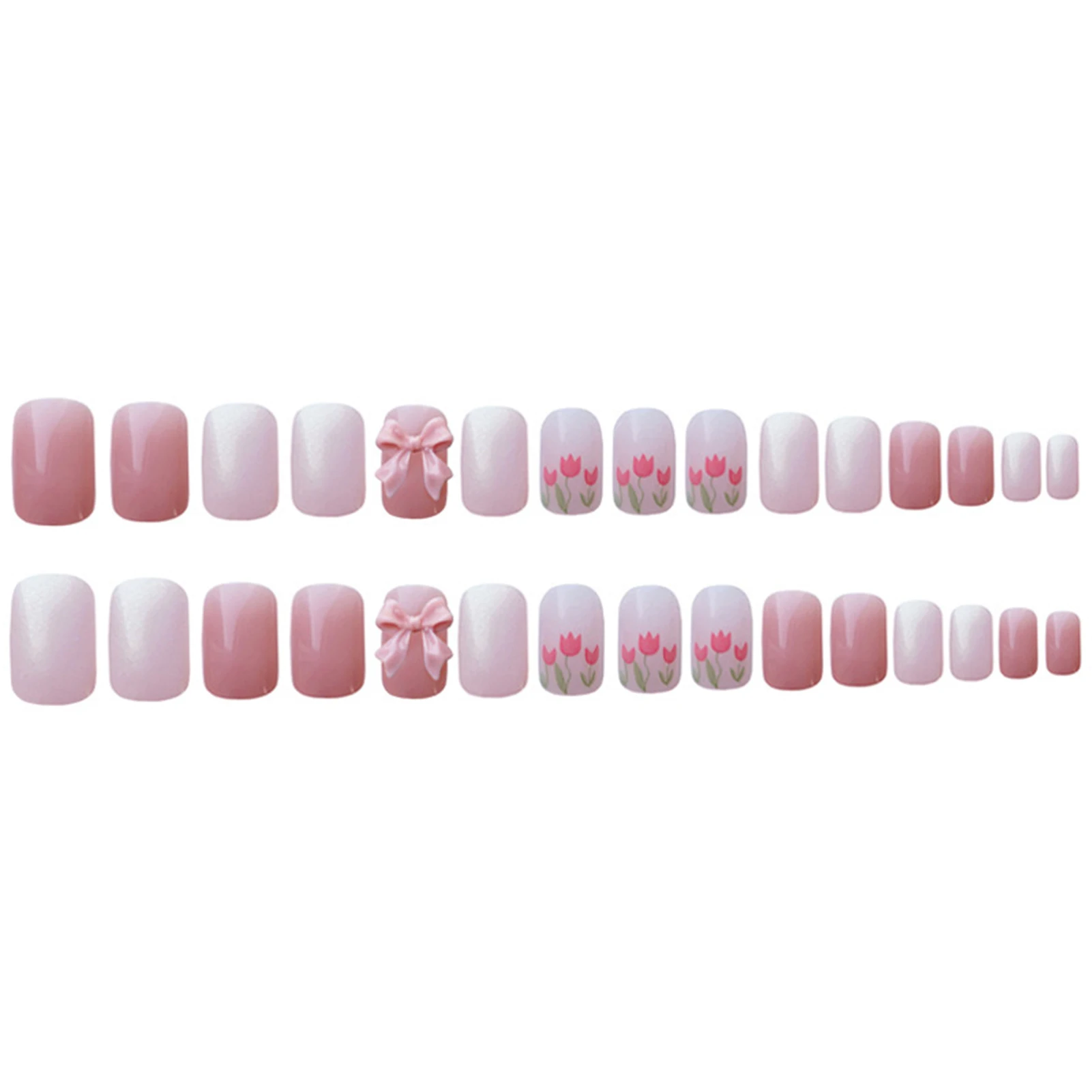 

Pink Floral Fake Nails Long Pointed Head Sweet Style Wearable Press On Nails накладные ногти