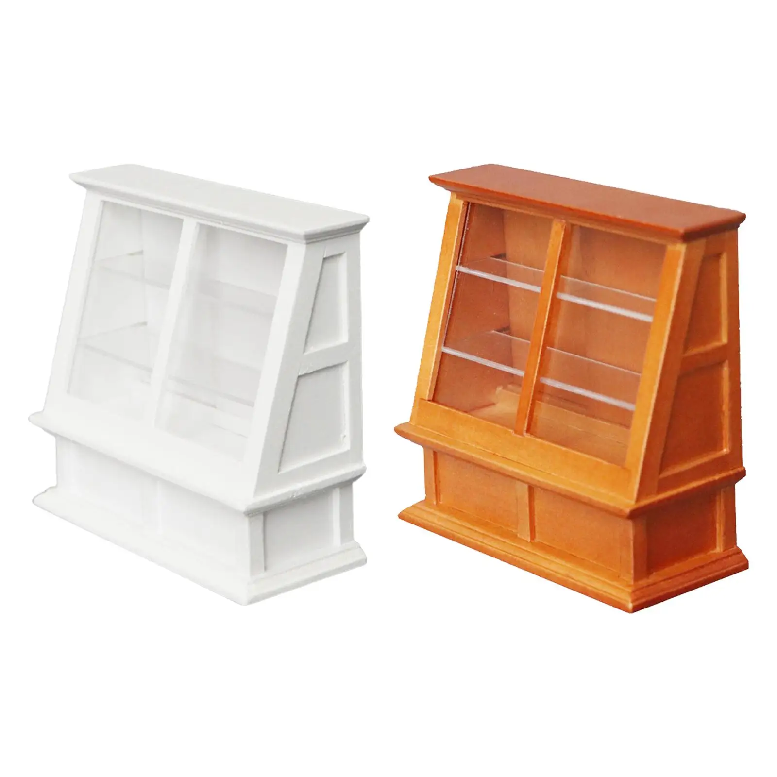 

Wooden Miniature Shop Cake Cabinet Handcraft Store Food Cabinet Shelf for 1/12