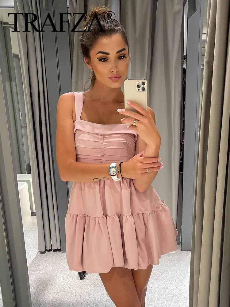 Женское мини-платье на молнии с квадратным вырезом без рукавов и спинки