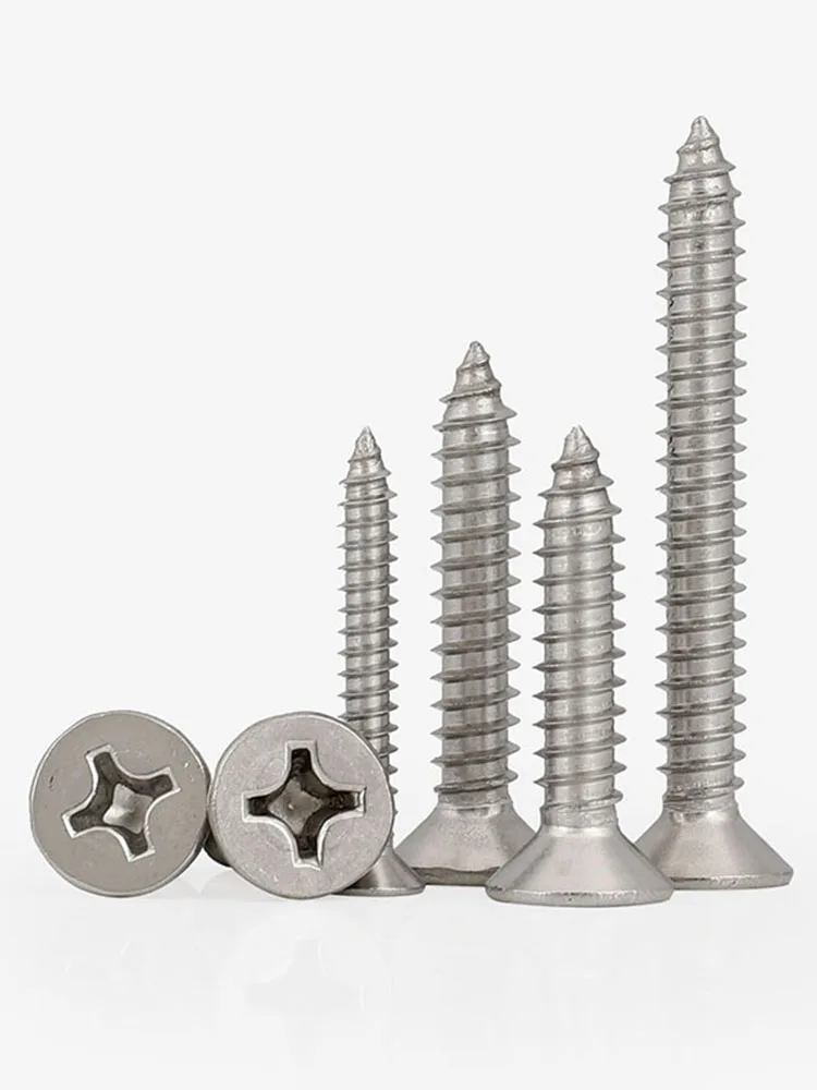 

200 шт. M2 M3 винт с плоской головкой Самонарезающий стандартный деревянный винт из нержавеющей стали 304 болт аксессуары для деревянной фурнитуры