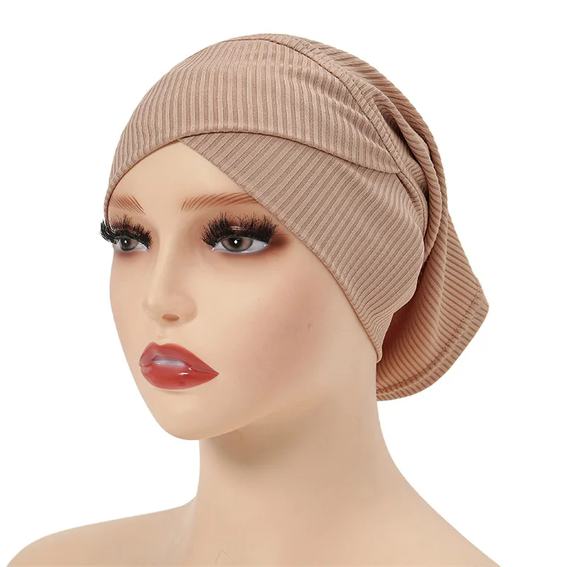 

New Women twist Knot Turban Elastic Chemo cap Hijab Bonnet Headwear Beanie Cap Hat for Cancer Patient Hair Loss Accessories