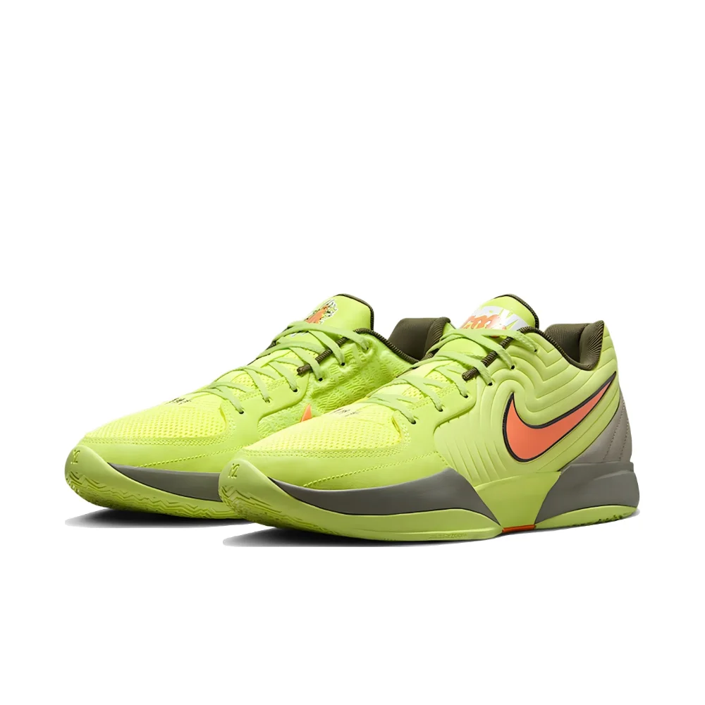 Фото Кроссовки для баскетбола Nike Ja 2: удобные, универсальные, нескользящие, прочные, низкие, унисекс, желто-зеленые FD7327-701 №4
