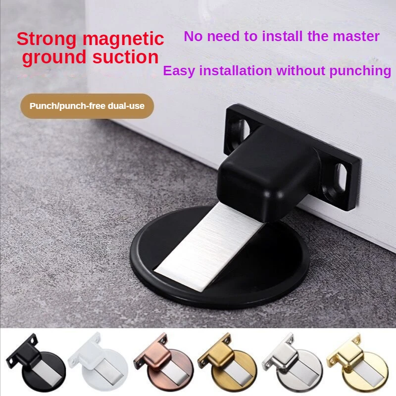 

Magnetic Door Stops 304 Stainless Steel Magnet Door Stopper Holder Hidden Catch Floor Doorstop Toilet Furniture Hardware