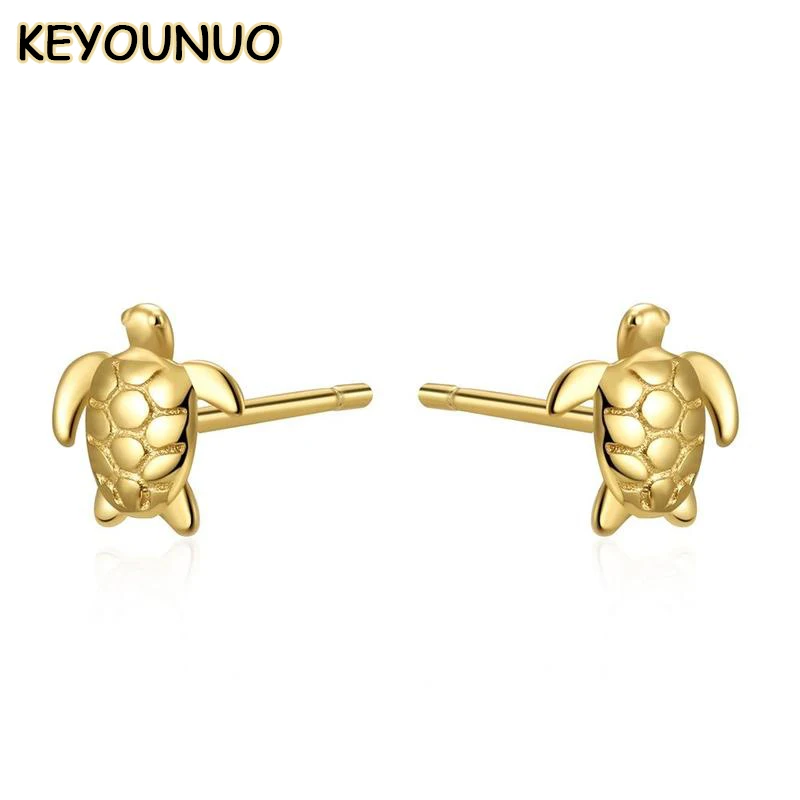 

KEYOUNUO Gold Silver Filled Stud Earrings For Women Simple Smooth Turtle Earrings Fashion Party Wedding Jewelry Wholesale