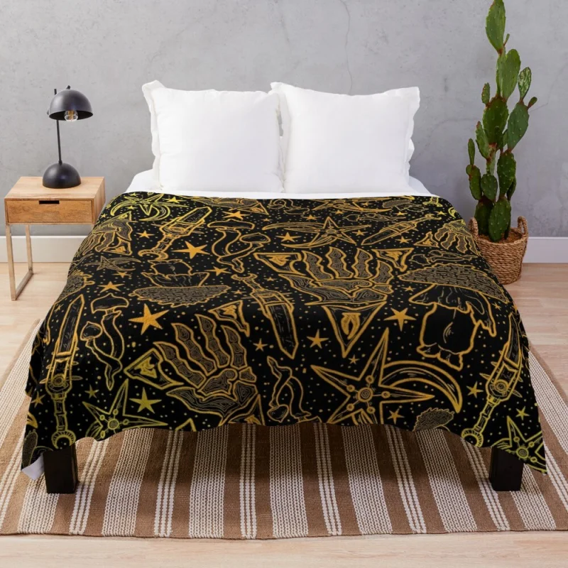 

Nerevar's Incarnate | Morrowind Gold Pattern | GOTY Edition Inspired Throw Blanket Large Blanket