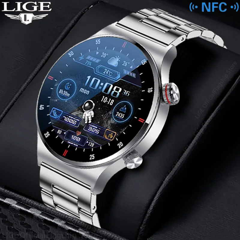 LIGE Smart Watch Support NFC Control Unlock Smartwatch Men Bluetooth Call Sports Fitness Watch For Android iOS Smart Wristwatch